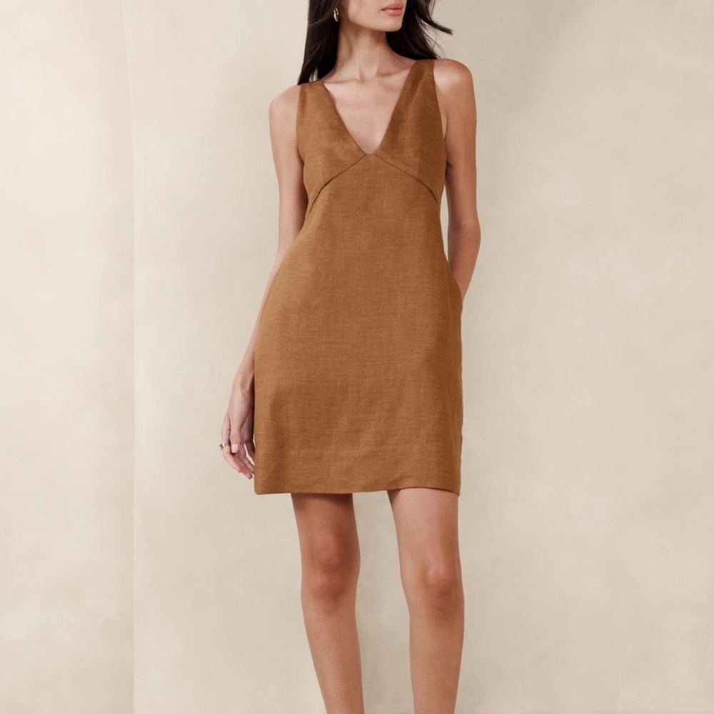 Banana Republic Lina Linen Dress in Warm Clay Brown